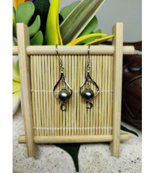 Boucles d'Oreille Perle Tahiti B7