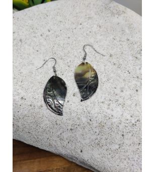 Boucles d'Oreilles Nacre Gravée Tahiti Taille cm