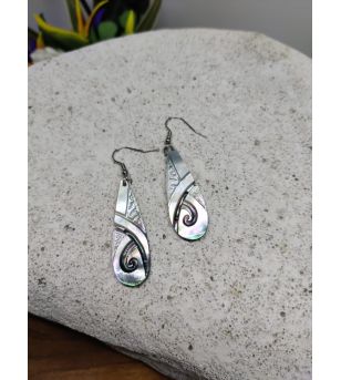 Boucles d'Oreilles Nacre Gravée Tahiti Taille cm