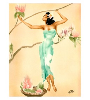 Poster Art Hawaii Magnolia by Gill Numériser Haute qualité 28x35 cm