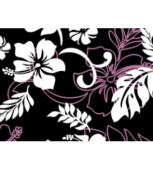 Tissu au Mètre Hibiscus Family Black 65% Polyester - 35% Cotton Largeur 110 cm