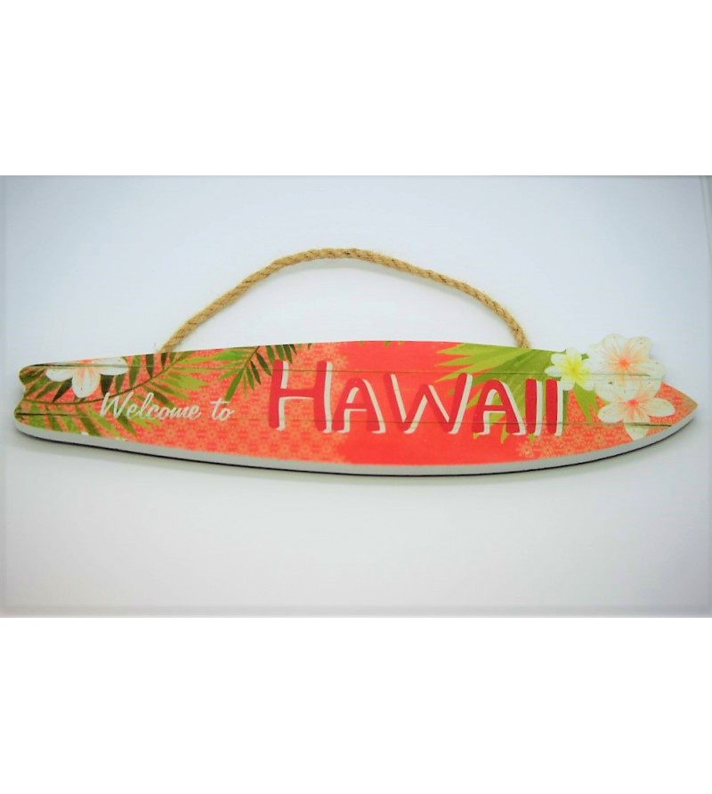 Plaque déco Surf Hawaii Matiére Mdf Taille 38x8x0.8cm