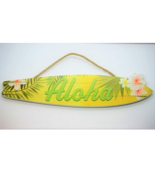 Plaque déco Surf Aloha Matiére Mdf Taille 38x8x0.8cm