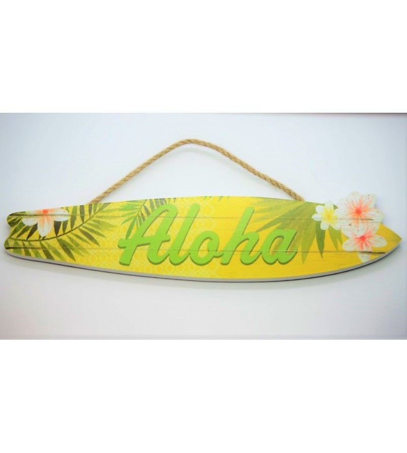 Plaque déco Surf Aloha Matiére Mdf Taille 38x8x0.8cm