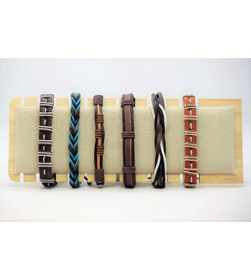 Set 6 Bracelets Cuir 