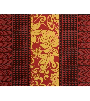 Tissu au Mètre Tatoo Monstera Red 65% Polyester - 35% Cotton Largeur 110 cm