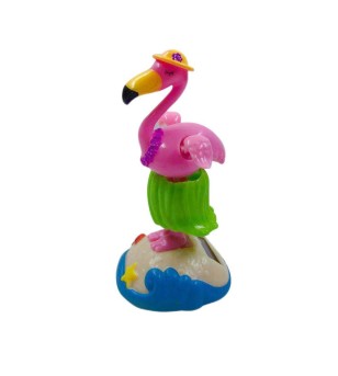 Flamingo Dashboard Doll Solaire Plastique - Taille  11x8x5 cm