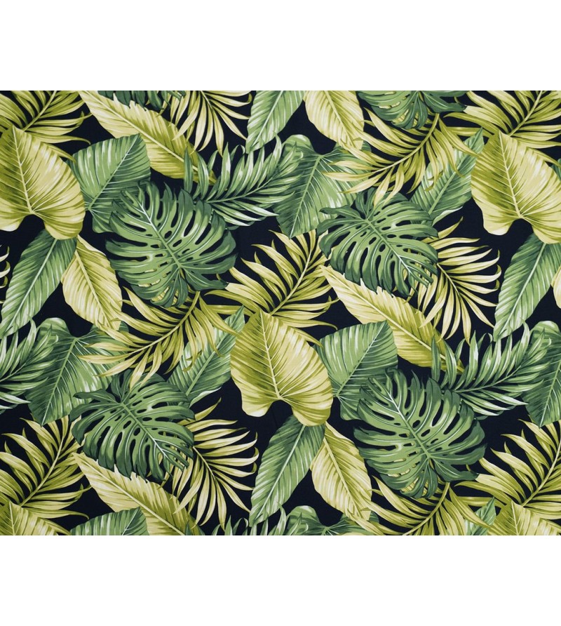 Tissu au Mètre Tropical Forest Black 66% Rayon 34% Coton Largeur 150 cm