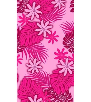 Tissu au Mètre Tiaré Monstera Fushia 65% Polyester - 35% Cotton Largeur 110 cm