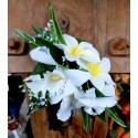Poara Fleurs Frangipaniers Orchidées Blanc jaunes 23x15 cm 