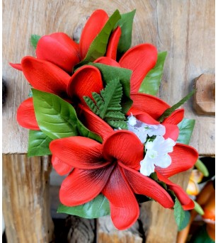 Poara Fleurs Frangipaniers Rouge 16.5x12 cm