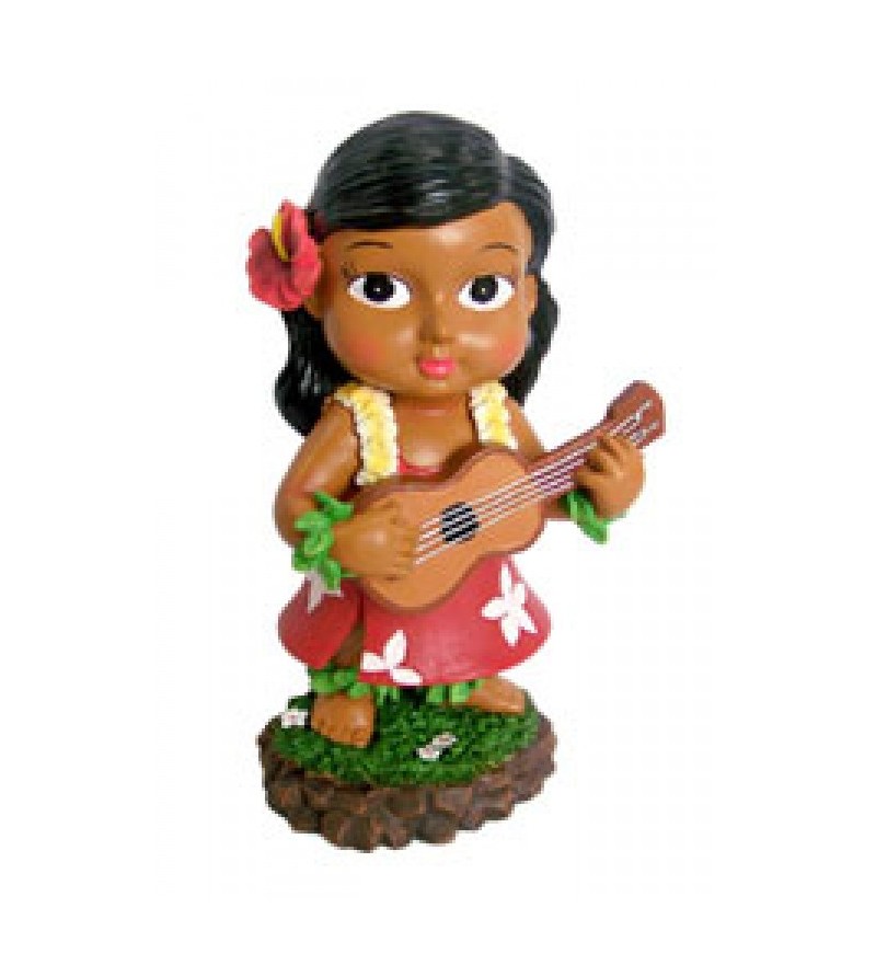 Miniature Dashboard Dolls - Hula Girl W Ukulele 10X4.5