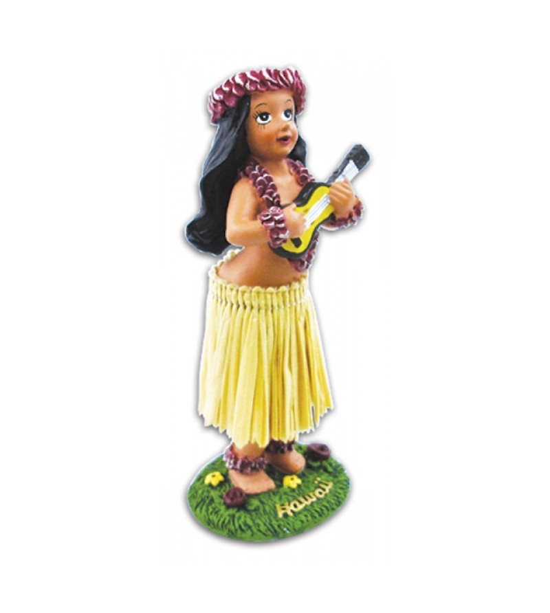 Miniature Dashboard Dolls - Hula Girl W Ukulele 10X4.5