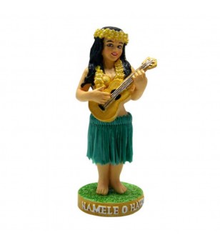 Miniature Dashboard Dolls - Hula Girl W Ukulele 10X4.5