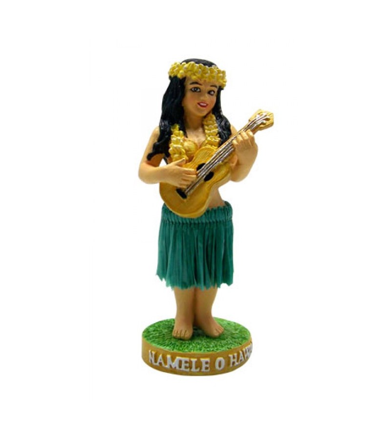 Miniature Dashboard Dolls - Hula Girl W Ukulele 10X4.5