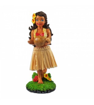 Miniature Dashboard Dolls - Hula Girl W Ukulele 10X4.5