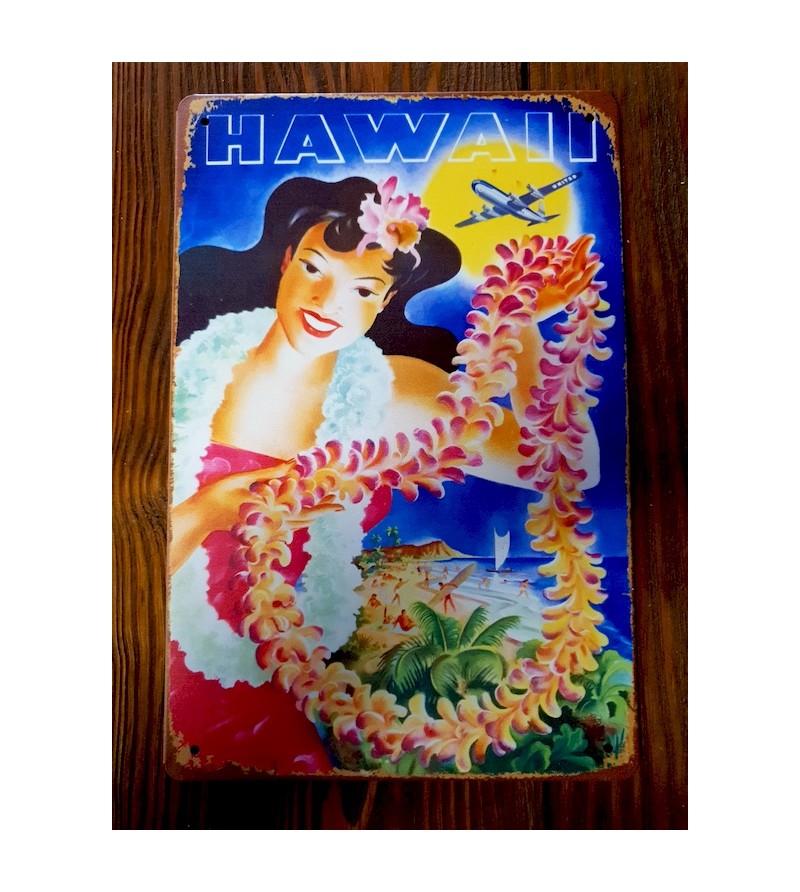 Plaque Métal Surf, Hawaii, Vintage 20*30