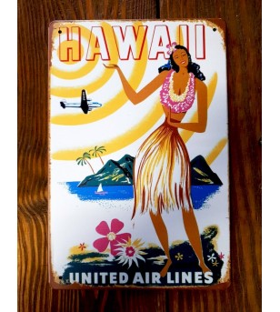 Plaque Métal Surf, Hawaii, Vintage 20*30