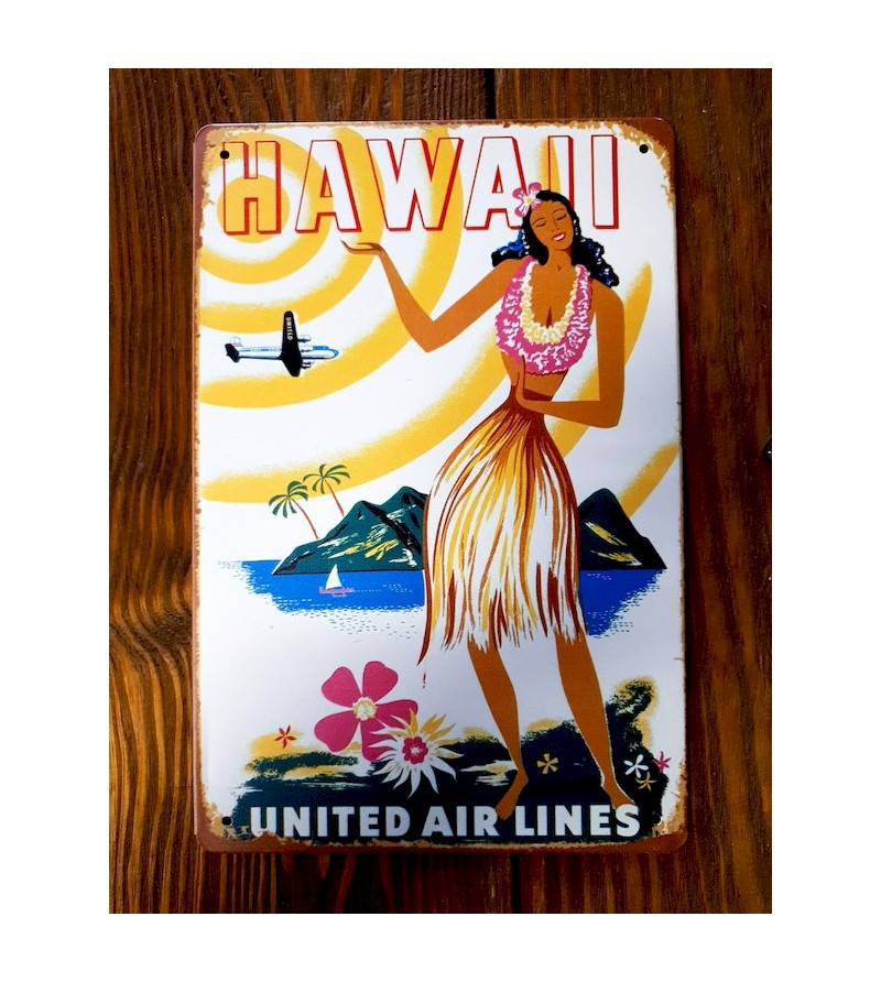 Plaque Métal Surf, Hawaii, Vintage 20*30