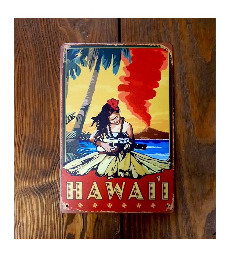 Plaque Métal Surf, Hawaii, Vintage 20*30