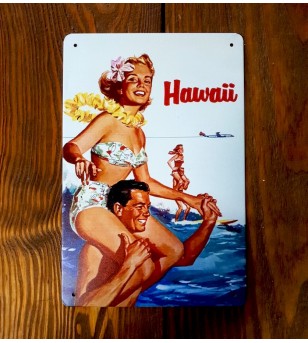 Plaque Métal Surf, Hawaii, Vintage 20*30