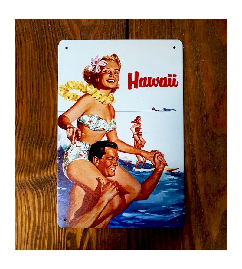 Plaque Métal Surf, Hawaii, Vintage 20*30