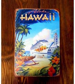 Plaque Métal Surf, Hawaii, Vintage 20*30