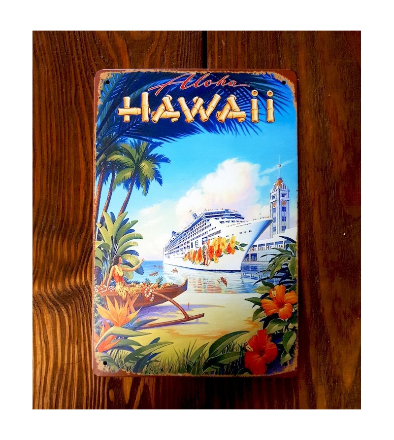 Plaque Métal Surf, Hawaii, Vintage 20*30