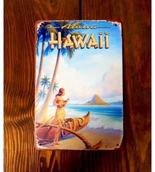 Plaque Métal Surf, Hawaii, Vintage 20*30