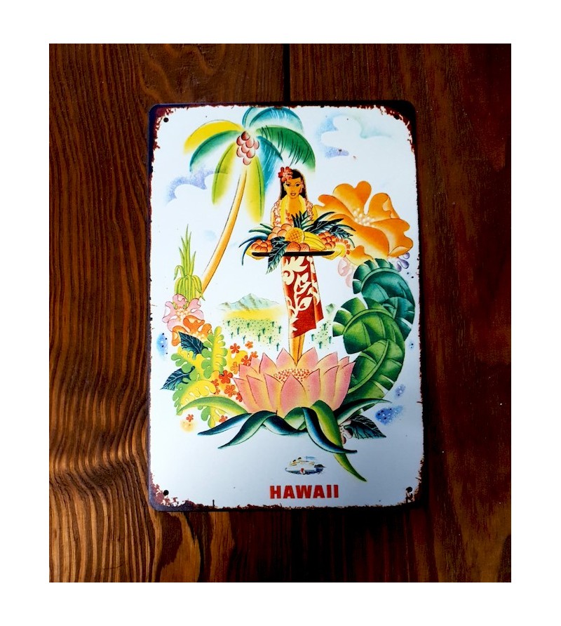 Plaque Métal Surf, Hawaii, Vintage 20*30