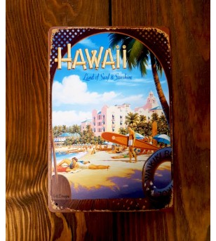 Plaque Métal Surf, Hawaii, Vintage 20*30