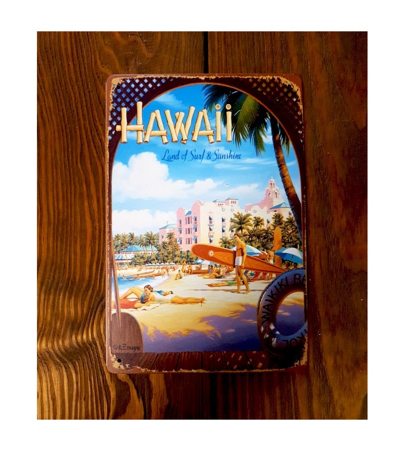 Plaque Métal Surf, Hawaii, Vintage 20*30