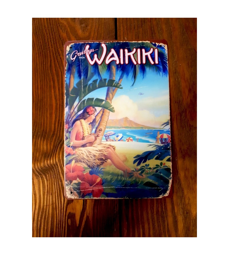 Plaque Métal Surf, Hawaii, Vintage 20*30