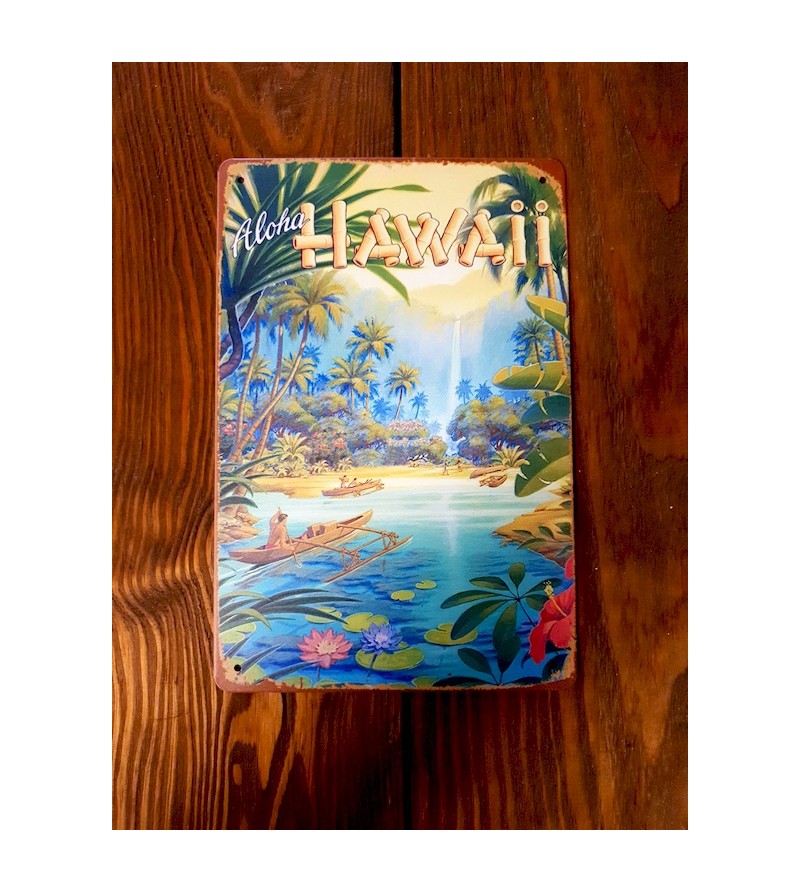 Plaque Métal Surf, Hawaii, Vintage 20*30