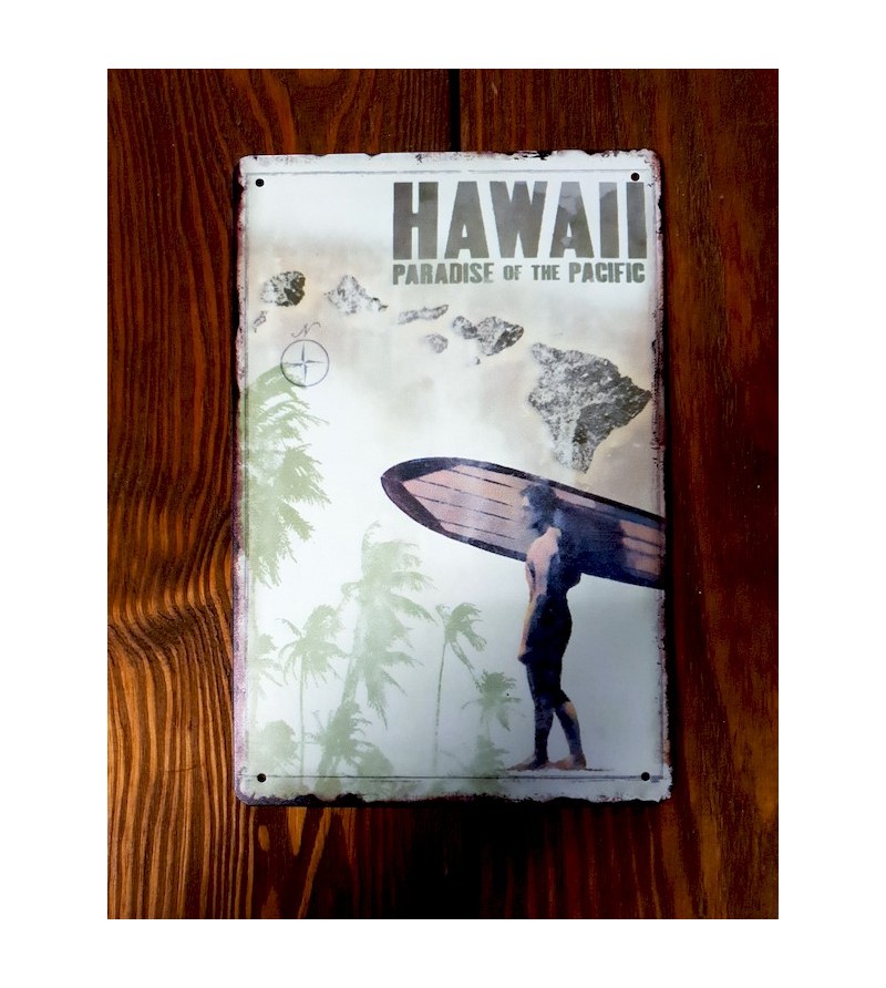 Plaque Métal Surf, Hawaii, Vintage 20*30