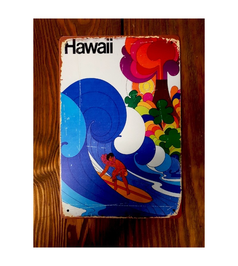 Plaque Métal Surf, Hawaii, Vintage 20*30