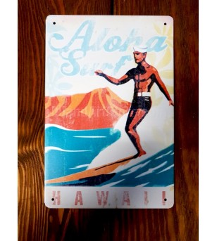 Plaque Métal Surf, Hawaii, Vintage 20*30