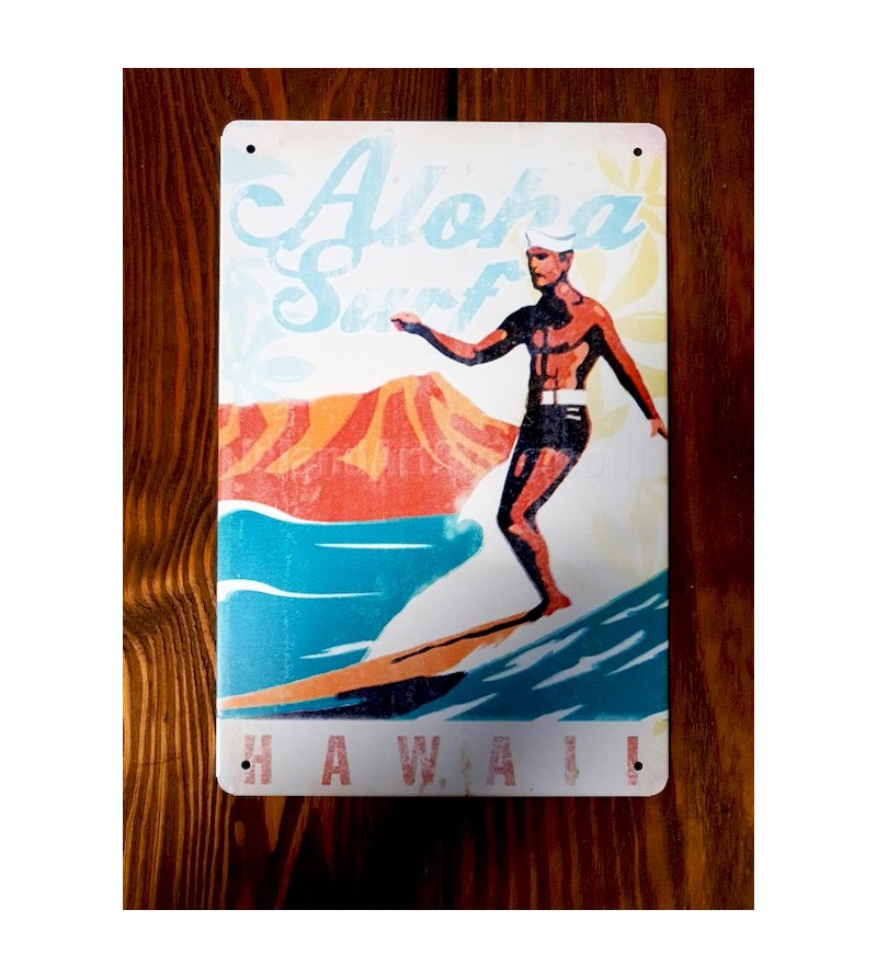 Plaque Métal Surf, Hawaii, Vintage 20*30