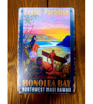 Plaque Métal Surf, Hawaii, Vintage 20*30