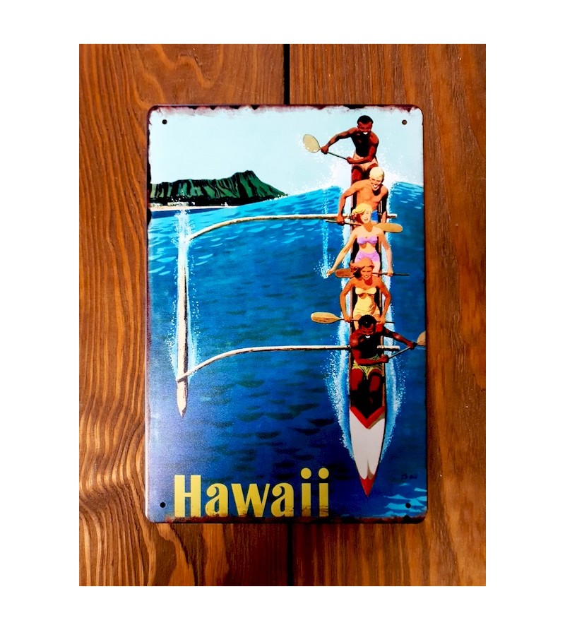 Plaque Métal Surf, Hawaii, Vintage 20*30