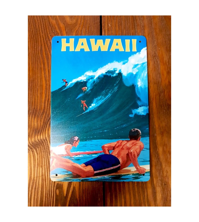 Plaque Métal Surf, Hawaii, Vintage 20*30