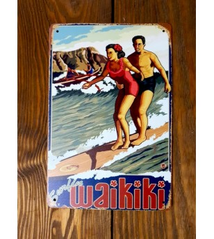 Plaque Métal Surf, Hawaii, Vintage 20*30