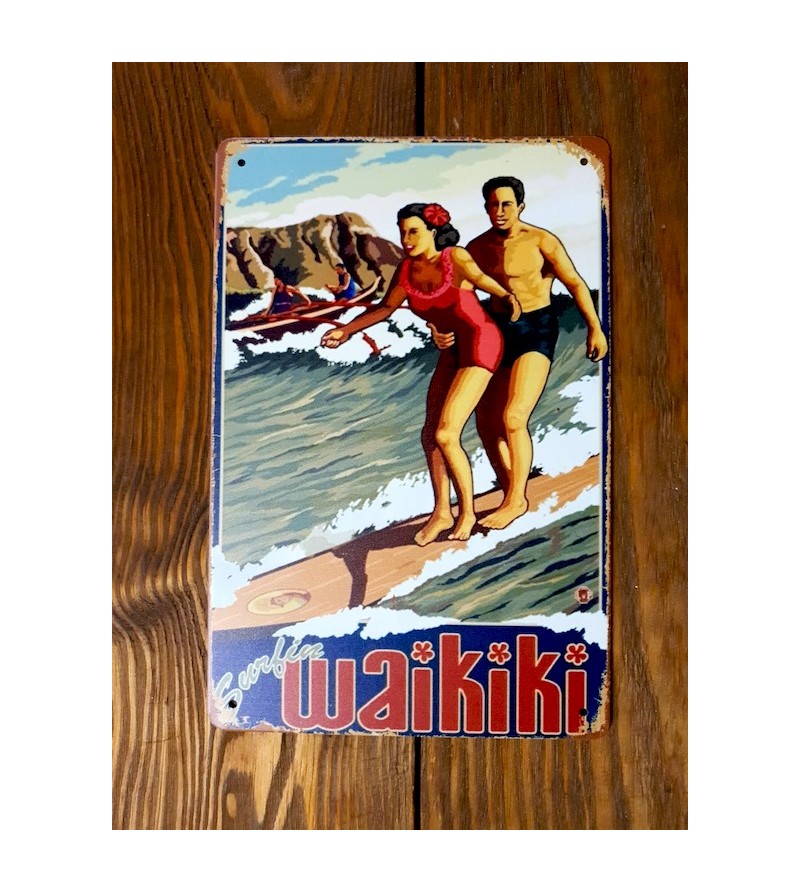 Plaque Métal Surf, Hawaii, Vintage 20*30