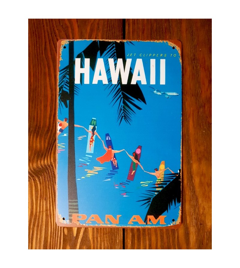 Plaque Métal Surf, Hawaii, Vintage 20*30