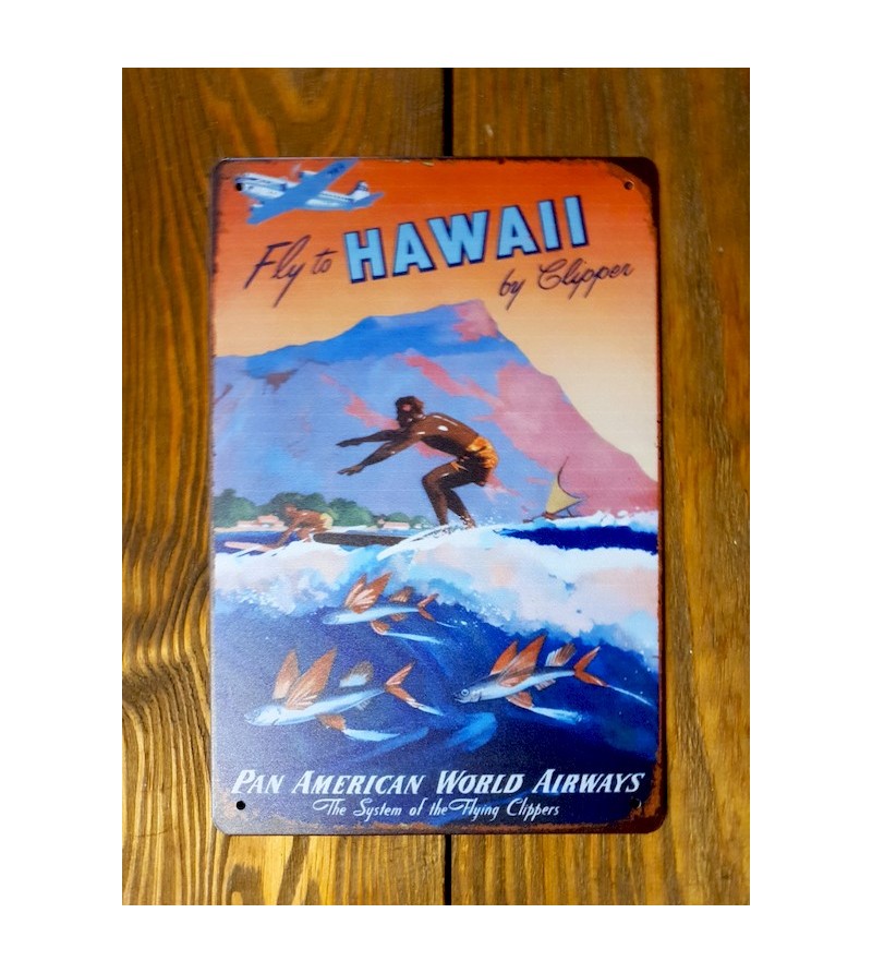 Plaque Métal Surf, Hawaii, Vintage 20*30