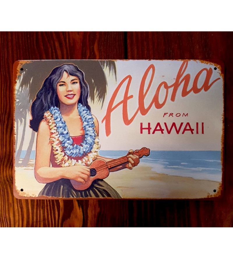 Plaque Métal Surf, Hawaii, Vintage 20*30