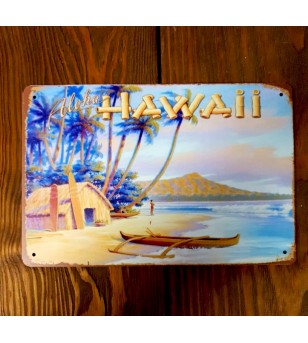 Plaque Métal Surf, Hawaii, Vintage 20*30