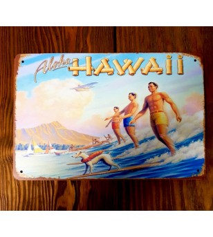 Plaque Métal Surf, Hawaii, Vintage 20*30