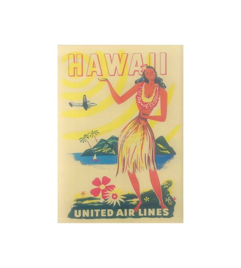 Affiche Papier Craft Hawaii, Surf, Tiki, Voyage, Vintage  42*30cm