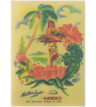 Affiche Papier Craft Hawaii, Surf, Tiki, Voyage, Vintage  42*30cm